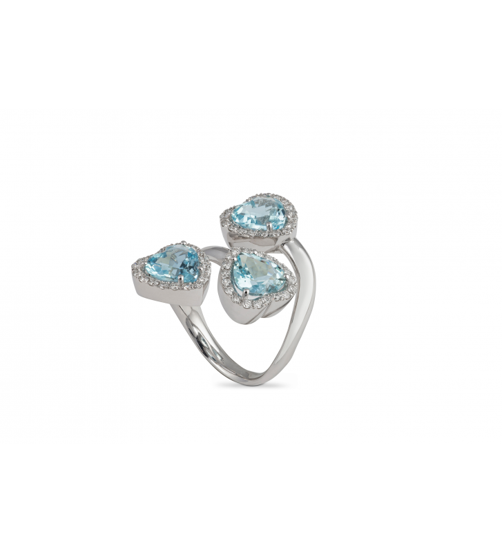 Anello cuori acquemarine Giulio Veronesi