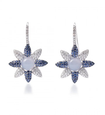 Diamond and sapphire flowers